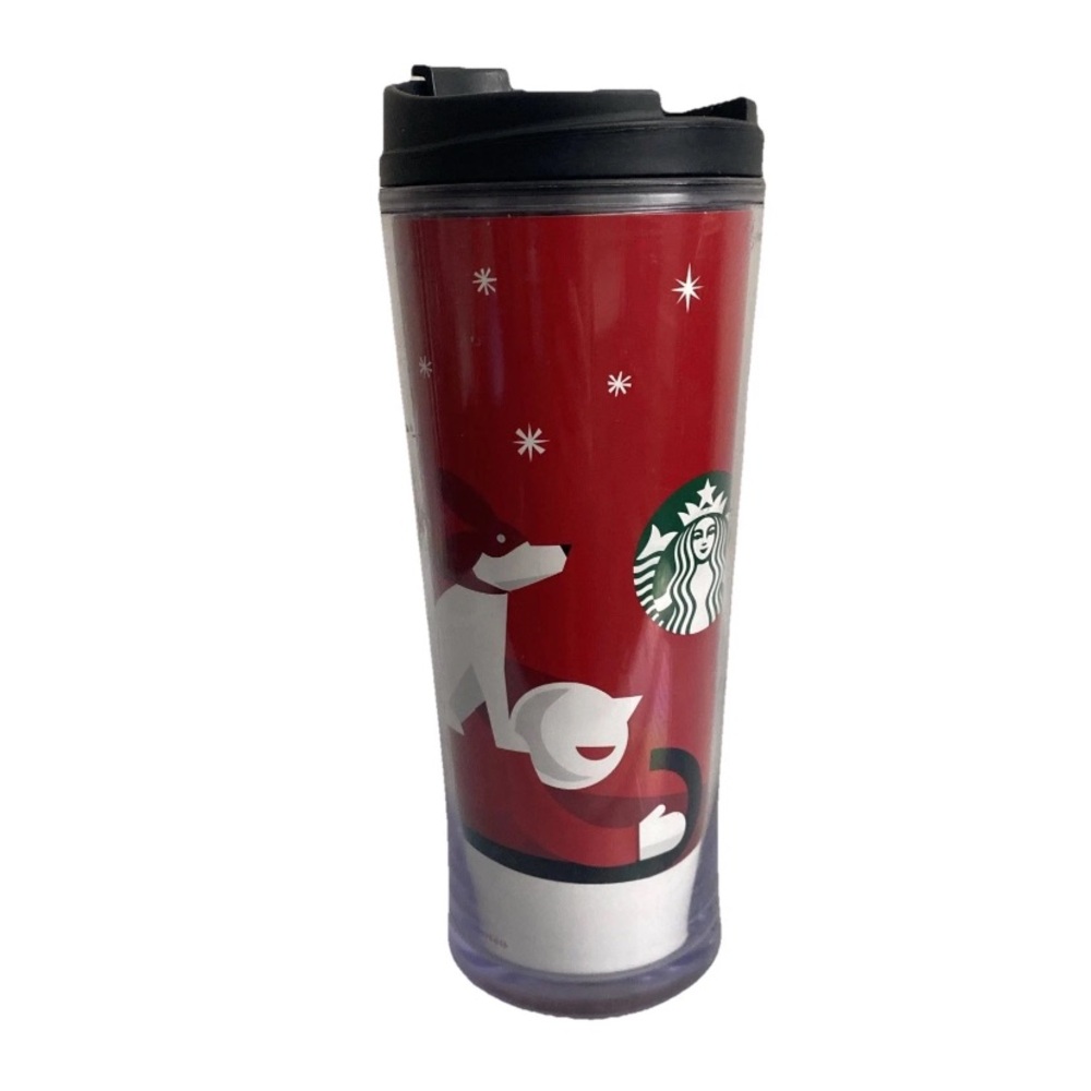 Starbucks Boy Dog & Sled 2011 Holiday Travel Coffee Mug Tumbler 16 oz Christmas
